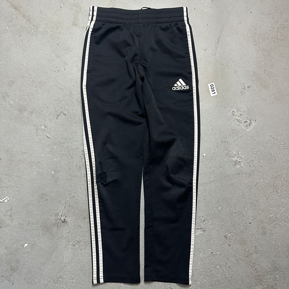 Adidas Track Pants Kids M 10/12 Black Fair 3-Stripes Y2K Baggy Wide-leg